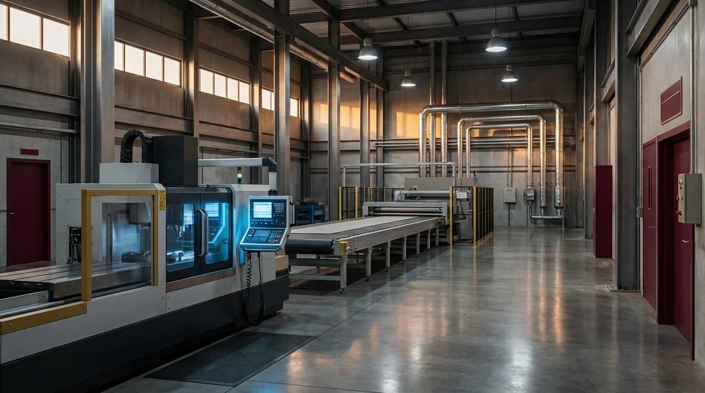 Chão de fábrica industrial premium com máquina CNC, painel de controle iluminado e linha de produção em operação - contabilidade industrial Grik Castro PR Chão de fábrica industrial premium com máquina CNC, painel de controle iluminado e linha de produção em operação - contabilidade industrial Grik Castro PR