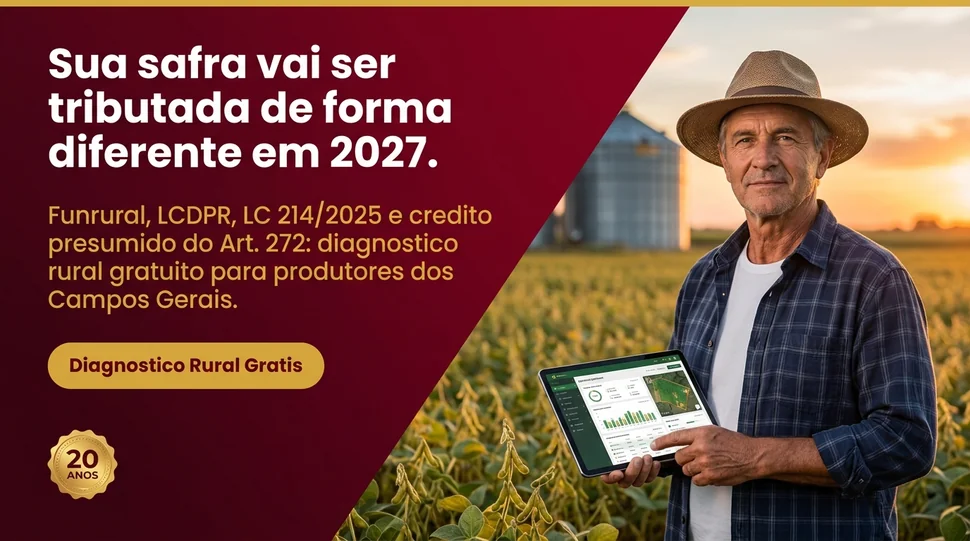 Sua safra vai ser tributada de forma diferente em 2027 - Diagnóstico Rural Grátis - Grik Contabilidade